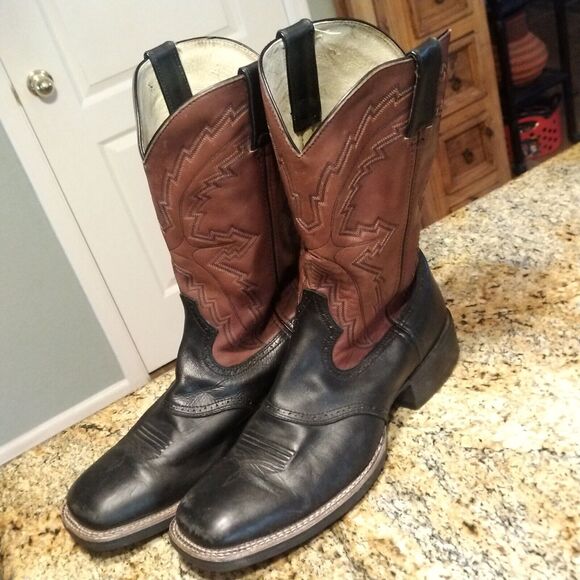 Durango Men’s Leather Cowboy Boots Black/Brown Embroidered Uppers DB4112 Sz 11D - Picture 1 of 12